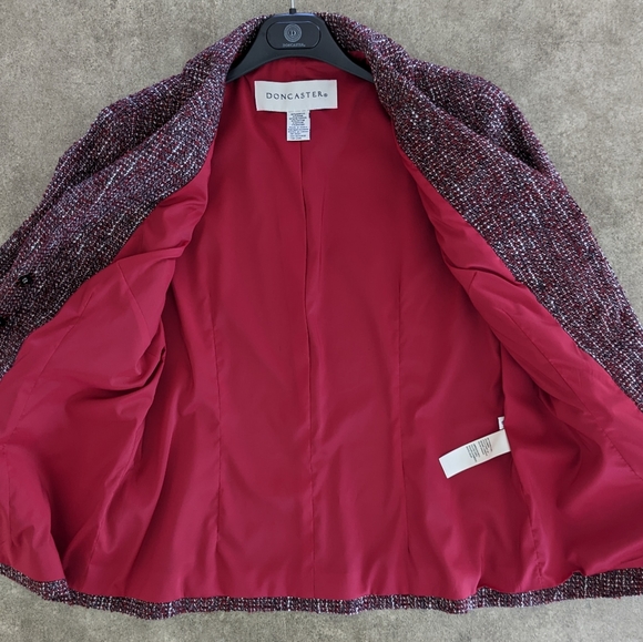 Doncaster tweed career blazer jacket, burgundy, size 10 - Picture 10 of 16